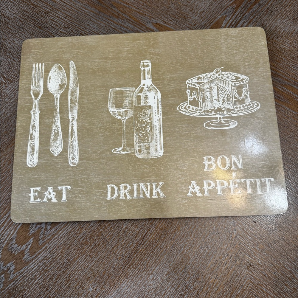 Eat Drink Bon Appetit Place Mats Set of Four Cork Back Pimpernel